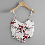 KANCOOLD tops T-Shirt high quality Self Tie Back V Neck Floral Print Crop Cami Camisole t-Shirt summer tops for women 2018MA7