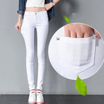 2018 Ladies High Waist Jeans Trousers Women Black White Women Pants Pencil Skinny Harem Pants Slim Elastic Pantalon Femme