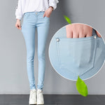 2018 Ladies High Waist Jeans Trousers Women Black White Women Pants Pencil Skinny Harem Pants Slim Elastic Pantalon Femme