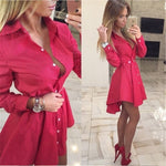 2019 New Dress female Sweet wave point dress Fashion Short dresses Autumn Long Sleeve Shirt Dresses for women