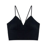 Sexy Satin Crop Tops Women 2019 Wireless Bralette Crochet Top Female Spaghetti Strap T-shirt Cropped With Chest Padded Camisole