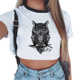 Summer fashion Harajuku Sexy tank Crop Top White T Shirt Clothes Women Cute mouse printed Croptop Short sleeve