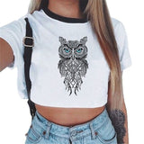 Summer fashion Harajuku Sexy tank Crop Top White T Shirt Clothes Women Cute mouse printed Croptop Short sleeve