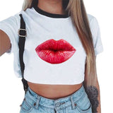 Summer fashion Harajuku Sexy tank Crop Top White T Shirt Clothes Women Cute mouse printed Croptop Short sleeve