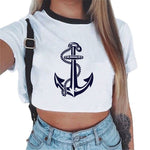 Summer fashion Harajuku Sexy tank Crop Top White T Shirt Clothes Women Cute mouse printed Croptop Short sleeve