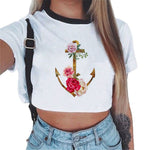 Summer fashion Harajuku Sexy tank Crop Top White T Shirt Clothes Women Cute mouse printed Croptop Short sleeve