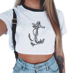 Summer fashion Harajuku Sexy tank Crop Top White T Shirt Clothes Women Cute mouse printed Croptop Short sleeve