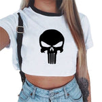 Summer fashion Harajuku Sexy tank Crop Top White T Shirt Clothes Women Cute mouse printed Croptop Short sleeve