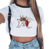 Summer fashion Harajuku Sexy tank Crop Top White T Shirt Clothes Women Cute mouse printed Croptop Short sleeve