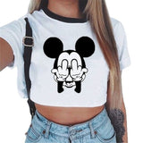 Summer fashion Harajuku Sexy tank Crop Top White T Shirt Clothes Women Cute mouse printed Croptop Short sleeve