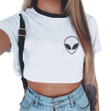 Summer fashion Harajuku Sexy tank Crop Top White T Shirt Clothes Women Cute mouse printed Croptop Short sleeve