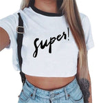 Summer fashion Harajuku Sexy tank Crop Top White T Shirt Clothes Women Cute mouse printed Croptop Short sleeve