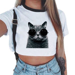 Summer fashion Harajuku Sexy tank Crop Top White T Shirt Clothes Women Cute mouse printed Croptop Short sleeve