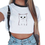 Summer fashion Harajuku Sexy tank Crop Top White T Shirt Clothes Women Cute mouse printed Croptop Short sleeve