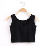 2019 Summer Slim Render Short Top Sexy Women Sleeveless U Croptops Tank Tops Solid Black White Grey Crop Tops Vest Tube Top