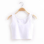 2019 Summer Slim Render Short Top Sexy Women Sleeveless U Croptops Tank Tops Solid Black White Grey Crop Tops Vest Tube Top