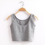 2019 Summer Slim Render Short Top Sexy Women Sleeveless U Croptops Tank Tops Solid Black White Grey Crop Tops Vest Tube Top