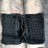 Women Sexy  Bikini Panties High Waist Swimwear Bottom Black White Cotton Crochet Hollow Out Bandage Female Swimsuit Briefs