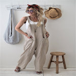 Women Sleeveless Pockets Dungaree Baggy Jumpsuits Overalls Fashion Strappy Loose Long Harem Pants Bib Trousers Plus Size XL W3