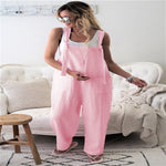 Women Sleeveless Pockets Dungaree Baggy Jumpsuits Overalls Fashion Strappy Loose Long Harem Pants Bib Trousers Plus Size XL W3