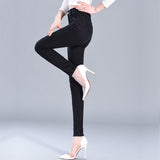 New Fashion Skinny Denim Pencil Jeans Woman Elastic High Waist Trousers Black Blue Stretch Plus Size Washed Jeans Female