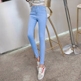 New Pencil Jeans for Women High Waist Elastic Skinny Pants Trousers Stretch Denim Female Washed Black Blue Slim Jeans Plus Size