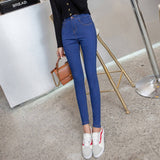 New Pencil Jeans for Women High Waist Elastic Skinny Pants Trousers Stretch Denim Female Washed Black Blue Slim Jeans Plus Size