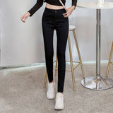 New Pencil Jeans for Women High Waist Elastic Skinny Pants Trousers Stretch Denim Female Washed Black Blue Slim Jeans Plus Size