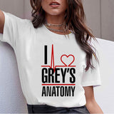 Cartoon Greys Anatomy T-shirts Women You're My Person Letter T Shirt 90s Harajuku Ullzang Fashion Tops Tee Korean Tshirt Female