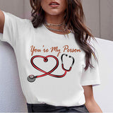 Cartoon Greys Anatomy T-shirts Women You're My Person Letter T Shirt 90s Harajuku Ullzang Fashion Tops Tee Korean Tshirt Female